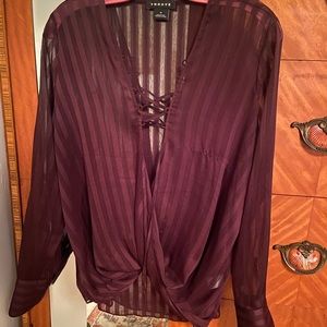 Trouve Purple Sheer Long Sleeve Shirt Size M